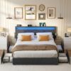 Lit Double avec LED et Rangement Pratique Lit Double avec LED et Rangement Pratique