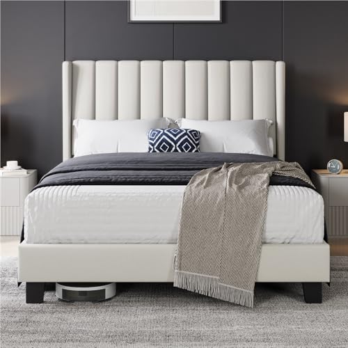 Lit Double Rembourré 140x200 cm Beige