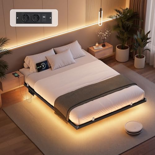 Lit Flottant LED 140 x 190 cm Noir