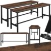 Lot de 2 Bancs Bois et Acier Style Industriel Lot de 2 Bancs Bois et Acier Style Industriel