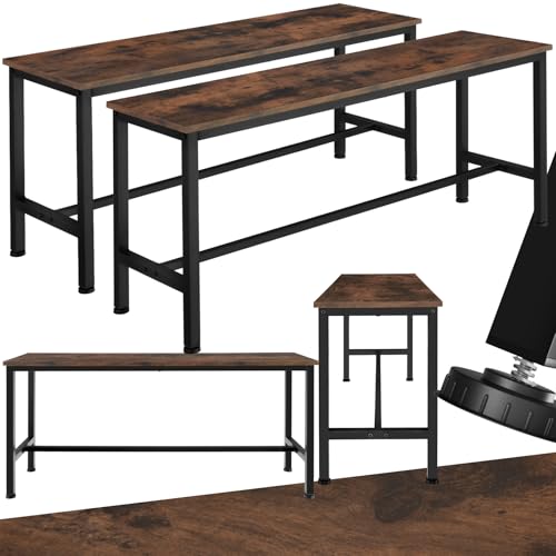Lot de 2 Bancs Bois et Acier Style Industriel