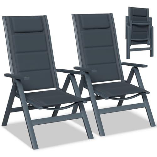 Lot de 2 Chaises de Jardin Pliantes en Aluminium