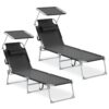 Lot de 2 Chaises Longues Pliantes Noir Lot de 2 Chaises Longues Pliantes Noir