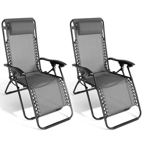 Lot de 2 fauteuils de jardin gris Lot de 2 fauteuils de jardin gris