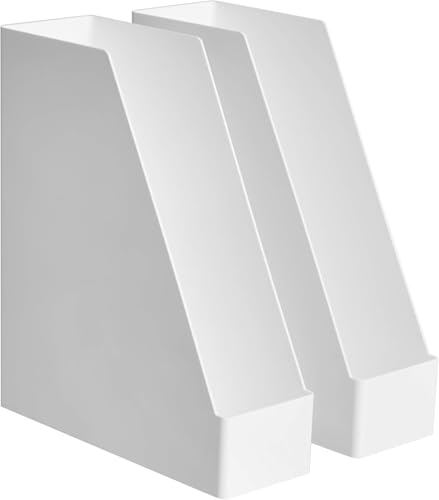 Lot de 2 range-revues en plastique blanc Lot de 2 range-revues en plastique blanc
