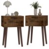Lot de 2 Tables de Chevet Marron Rustique