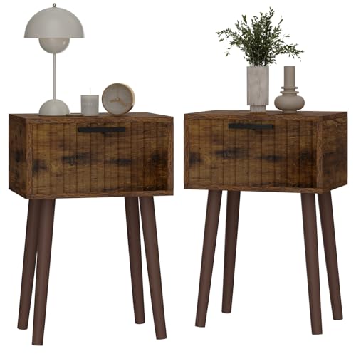Lot de 2 Tables de Chevet Marron Rustique Lot de 2 Tables de Chevet Marron Rustique