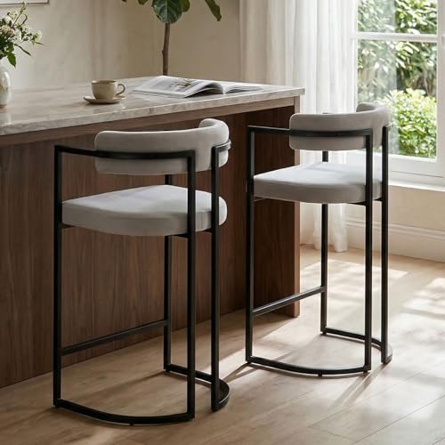 Lot de 2 Tabourets de Bar en Velours Lot de 2 Tabourets de Bar en Velours
