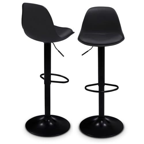 Lot de 2 Tabourets de Bar Noir Lot de 2 Tabourets de Bar Noir