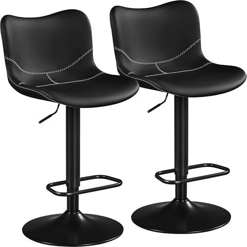 Lot de 2 Tabourets de Bar Réglables Noir Lot de 2 Tabourets de Bar Réglables Noir
