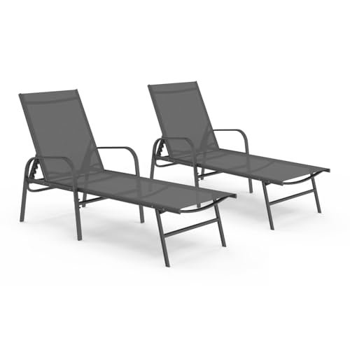 Lot de 2 transats de jardin inclinables Lot de 2 transats de jardin inclinables