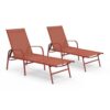 Lot de 2 transats inclinables en acier Lot de 2 transats inclinables en acier