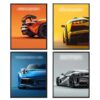 Lot de 4 Tableaux Voitures Sportives