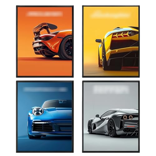 Lot de 4 Tableaux Voitures Sportives Lot de 4 Tableaux Voitures Sportives
