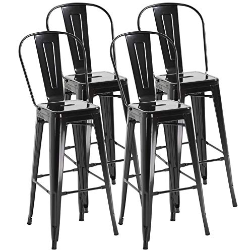 Lot de 4 Tabourets de Bar Empilables Lot de 4 Tabourets de Bar Empilables