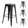 Lot de 4 Tabourets de Bar Métal Noir