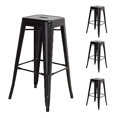 Lot de 4 Tabourets de Bar Métal Noir Lot de 4 Tabourets de Bar Métal Noir