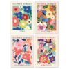 Lot de 4 toiles décoratives avec fleurs