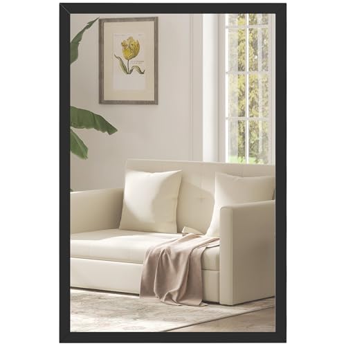 Miroir Mural Rectangulaire en Bois Noir Miroir Mural Rectangulaire en Bois Noir