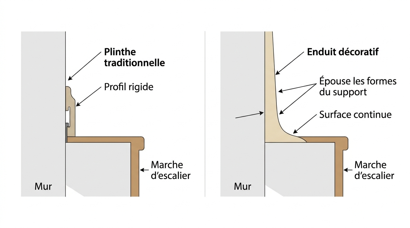 Alternatives décoratives pour plinthes d'escaliers enduit décoratif pour les marches d'escalier