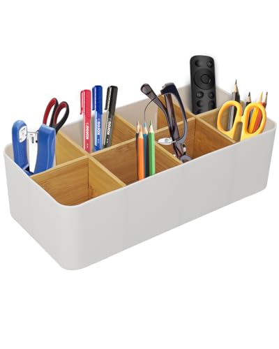 Organisateur de Bureau en Bambou Blanc Organisateur de Bureau en Bambou Blanc