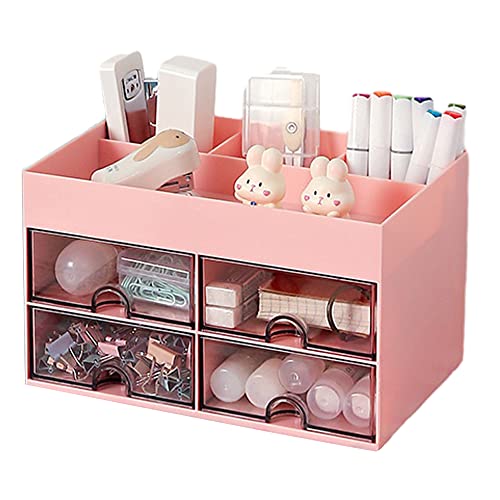Organiseur de bureau rose avec tiroirs Organiseur de bureau rose avec tiroirs