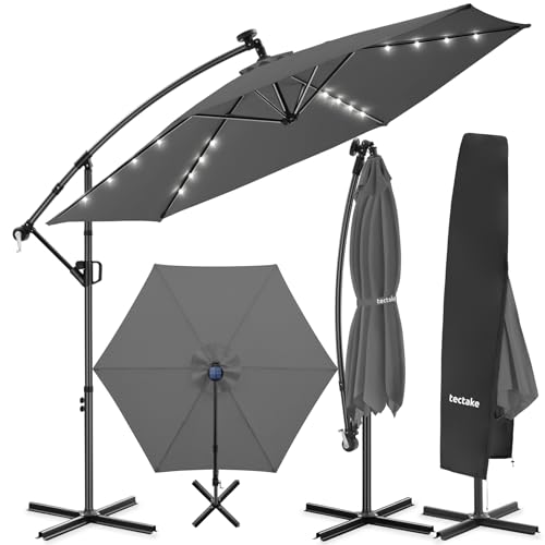 Parasol déporté 3x3 m avec éclairage LED