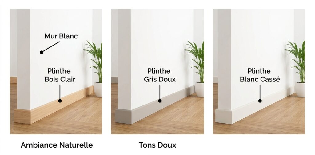 Plinthes assorties aux murs blancs et plantes d'intérieur
