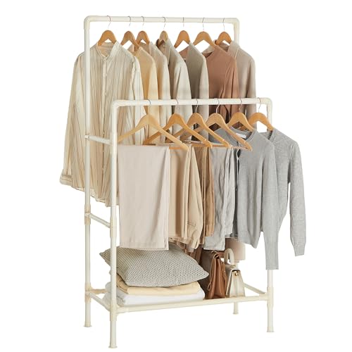Portant à Vêtements Double Barre Blanc Portant à Vêtements Double Barre Blanc