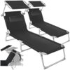 Set de 2 Chaises Longues Pliantes Noires Set de 2 Chaises Longues Pliantes Noires