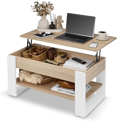 Table Basse Relevable avec Rangement Caché
