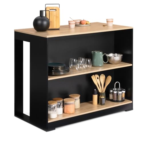 Table de Bar Îlot Juno en Bois Noir Table de Bar Îlot Juno en Bois Noir