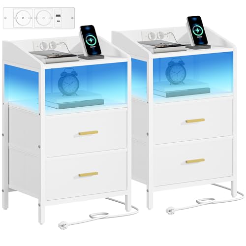 Table de Chevet avec Éclairage LED Lot de 2 Table de Chevet avec Éclairage LED Lot de 2