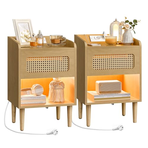 Table de Chevet Bohème avec Multiprise Table de Chevet Bohème avec Multiprise