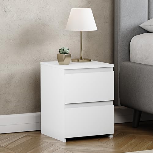 Table de Chevet Denver 2 Tiroirs Blanc Table de Chevet Denver 2 Tiroirs Blanc
