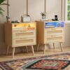 Table de Chevet Lot de 2 avec Lumière Table de Chevet Lot de 2 avec Lumière