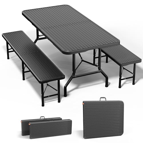 Table de Jardin Pliable 3 Pièces Table de Jardin Pliable 3 Pièces