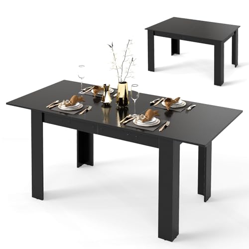 Table Extensible Moderne en Bois Noir Table Extensible Moderne en Bois Noir
