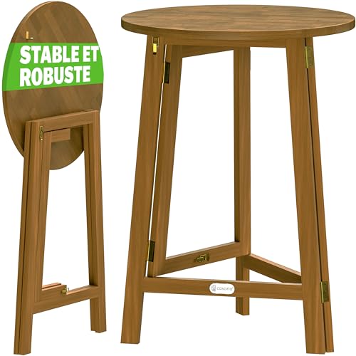 Table Haute Pliable en Bois d'Acacia Table Haute Pliable en Bois d'Acacia