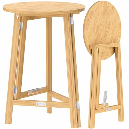 Table Haute Ronde Pliable en Bois Massif Table Haute Ronde Pliable en Bois Massif