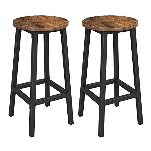Tabourets de Bar Marron et Noir, Lot de 2 Tabourets de Bar Marron et Noir, Lot de 2