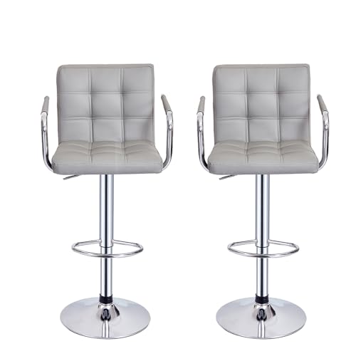 Tabourets de Bar Réglables en PU - Lot de 2 Tabourets de Bar Réglables en PU - Lot de 2