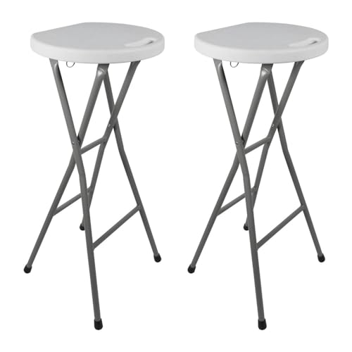 Tabourets Haut Pliants Blanc - Lot de 2 Tabourets Haut Pliants Blanc - Lot de 2