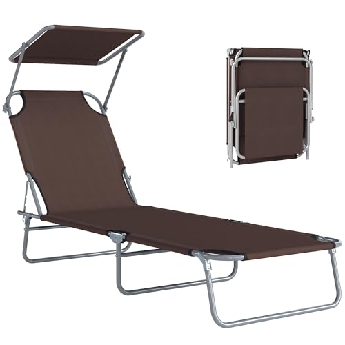 Transat Bain de Soleil Pliable avec Auvent Transat Bain de Soleil Pliable avec Auvent