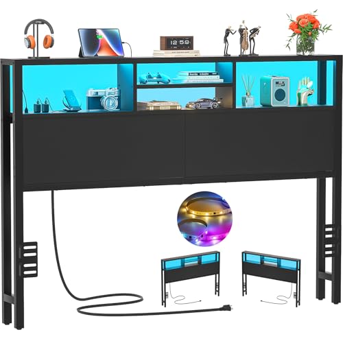 Tête de lit avec rangements et éclairage LED