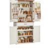 VASAGLE Buffet Haut Cuisine Blanc Rustique VASAGLE Buffet Haut Cuisine Blanc Rustique