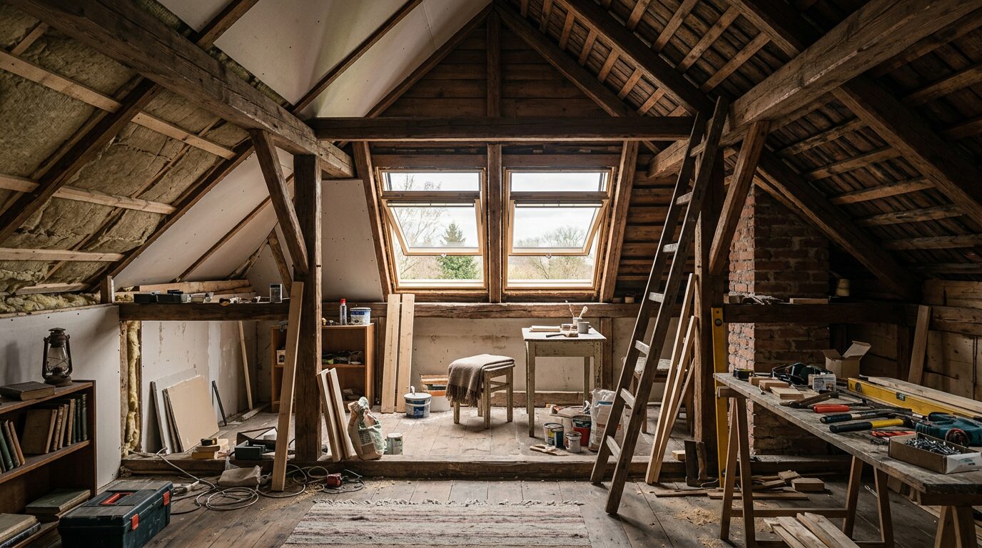 Fenetre de toit renovation combles Fenêtre de toit dans des combles aménagés en rénovation