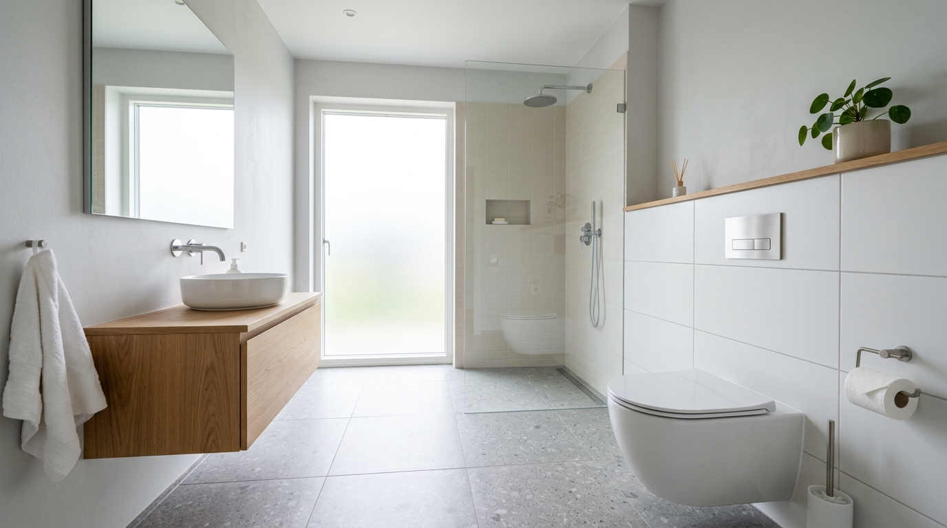 Toilettes propres et entretien sanitaire maison Cuvette de toilettes blanche impeccable dans une salle de bain lumineuse