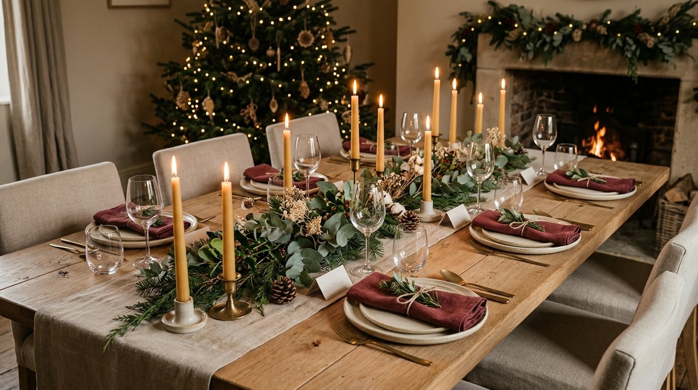 Décoration de table de Noël sobre pour éviter un rendu trop kitsch