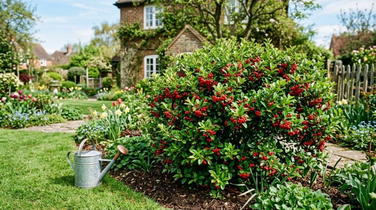 Entretien printanier d'un arbuste de jardin Arrosage d'un arbuste à baies rouges après la taille au printemps